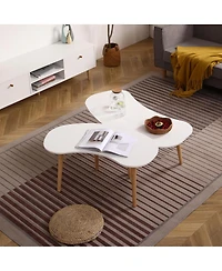 Streamdale Furniture Streamdale Nut Shape Coffee Table with Solid Wood Legs, 35x21 Inches