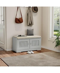 Streamdale Furniture Streamdale Shoe Storage Bench with 2 Door Cabinet & Cushion - Entryway Hallway Solution