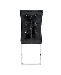 Streamdale Furniture Set of Retro Alligator Upholstered Dining Chairs with Crystal Buckle & Faux Leather