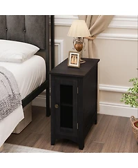 Streamdale Furniture Rectangle Narrow Accent Side Table, Black Veneer, 11.75" W x 21.75" L x 24.25" H