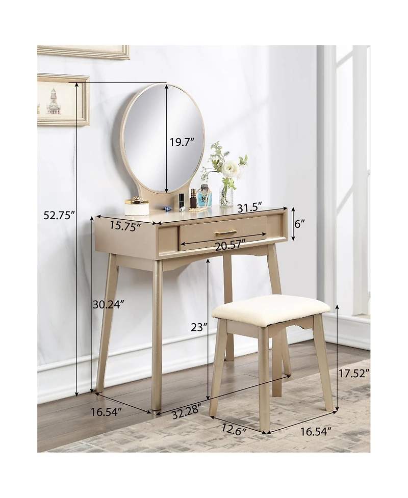 Streamdale Furniture Streamdale Maly Contemporary Wood Vanity and Stool Set, Purple