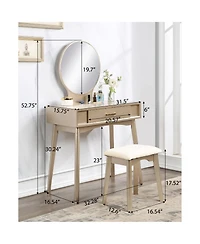 Streamdale Furniture Streamdale Maly Contemporary Wood Vanity and Stool Set, Purple