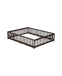 Streamdale Furniture Queen Floor Bed with Fence & Guardrails