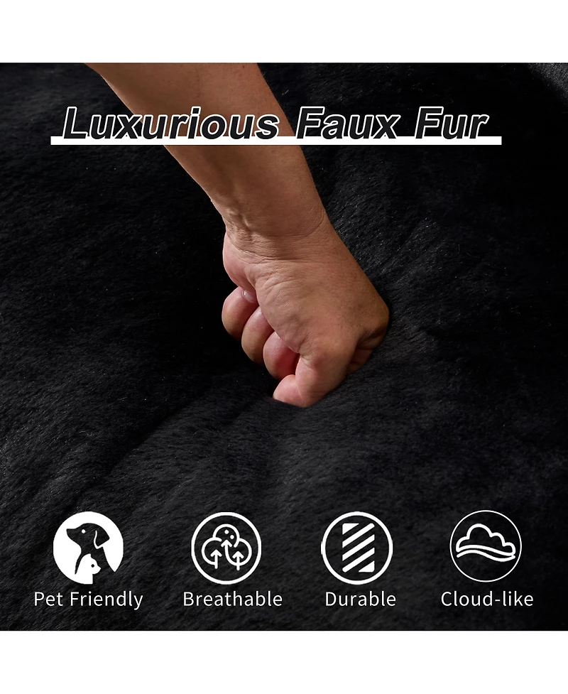 Cesicia Ergonomic Bean Bag Sofa Loveseat for Adults, Ultra Soft Fluffy Chase Lounge Chair Living Room Bedroom, No Assembly Required with Pillows