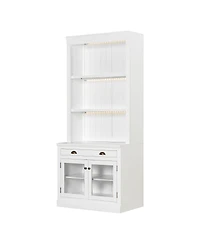 Streamdale Furniture Led Bookshelf with Glass Doors and Drawer