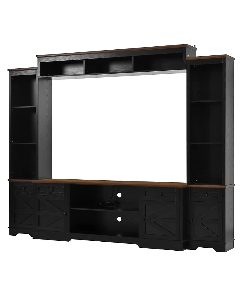 Streamdale Furniture 98.8" W Entertainment Center with Bookshelves for TVs up to 80
