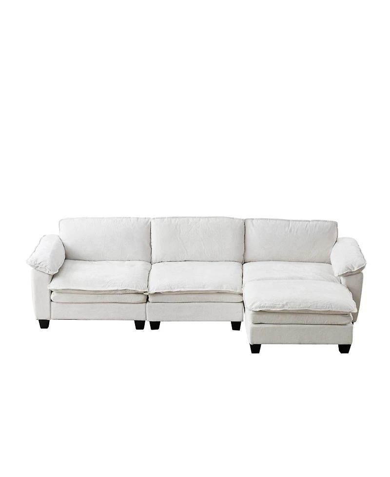 Streamdale Furniture Living Room Furniture Sofa Luxury Couch with Ottoman Soft Chenille Upholstered L Shape Sofa