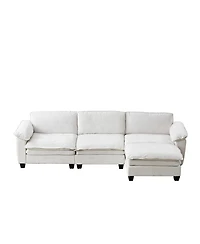 Streamdale Furniture Living Room Furniture Sofa Luxury Couch with Ottoman Soft Chenille Upholstered L Shape Sofa