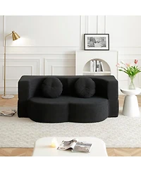 Streamdale Furniture Streamdale 2-in-1 Folding Sofa Bed with Pillow, Twin Sleeper Sofa, Black