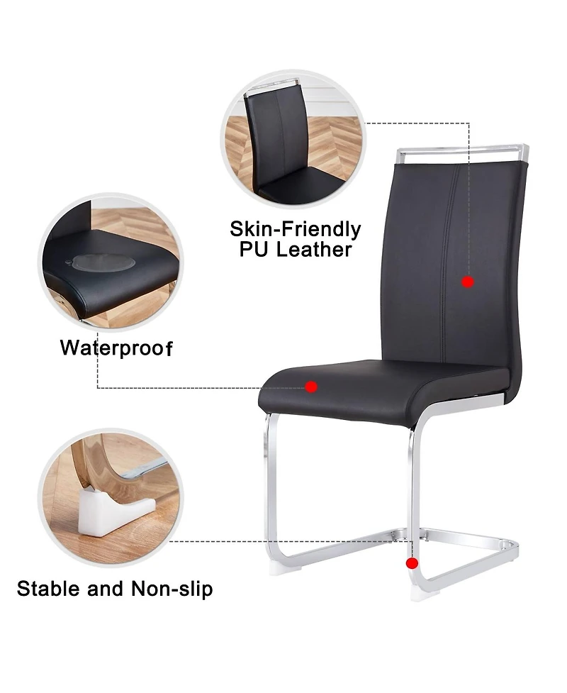 Streamdale Furniture Modern Dining Chairs (Set of 4) - Black Pu Leather