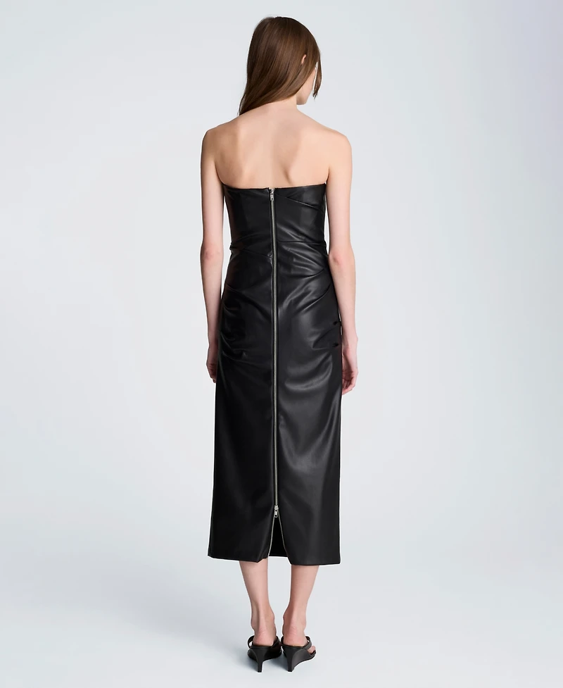 Kenneth Cole Women's Strapless Midi Tuck Dress