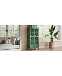 Streamdale Furniture Rustic 55" Storage Cabinet with Drawer & 2-Door Carved Wood Accent