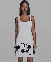 Karl Lagerfeld Paris Women's Contrast 3D Flowers A-Line Dress