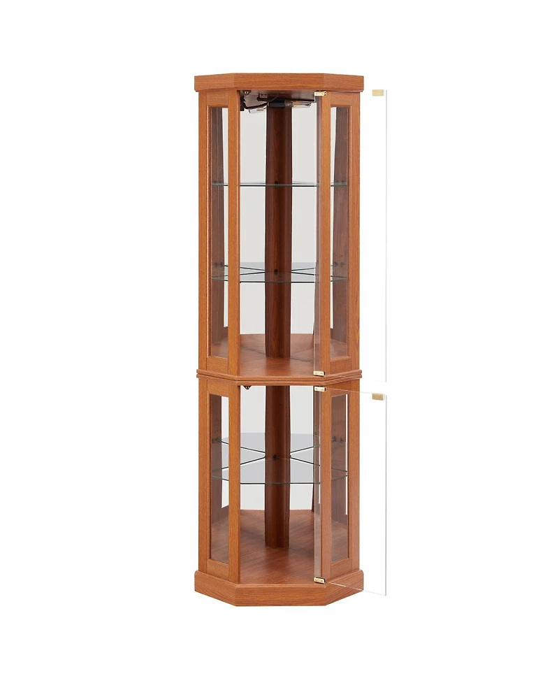 Streamdale Furniture Lighted Corner Curio Cabinet - Display Case for Living Room, Collectibles, Wine & Bar