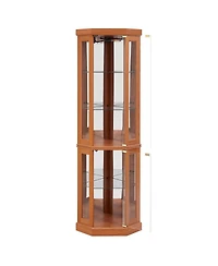 Streamdale Furniture Lighted Corner Curio Cabinet - Display Case for Living Room, Collectibles, Wine & Bar