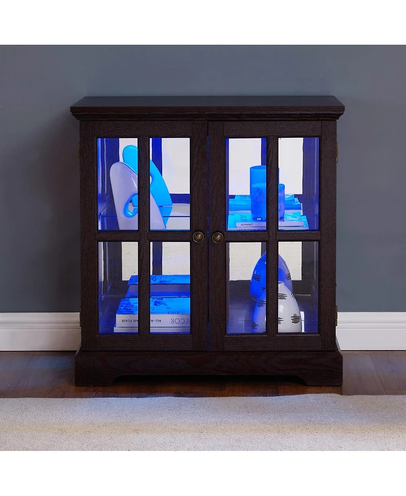 Streamdale Furniture Led Curio Display Cabinet with Adjustable Shelves & Lattice Doors