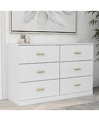 Streamdale Furniture Modern 6-Drawer Dresser - Wide Chest of Drawers for Bedroom