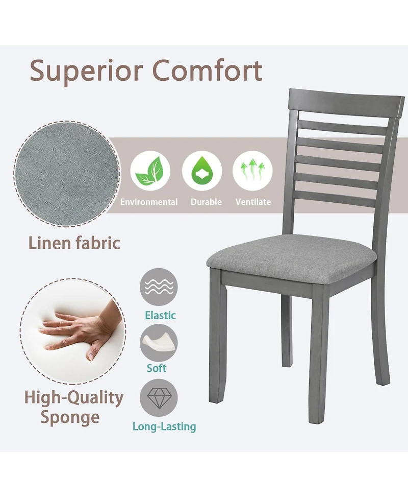 Streamdale Wooden Dining Chairs Set of 4 with Padded Seat, Gray