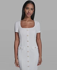 Karl Lagerfeld Paris Women's Flower Button Sheath Dress