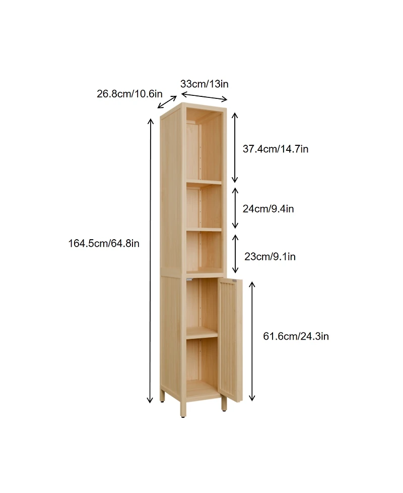 Streamdale Furniture Natural bamboo large capacity thin and tall cabinet