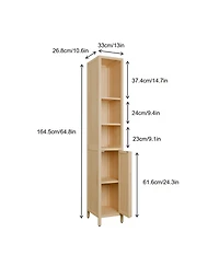 Streamdale Furniture Natural bamboo large capacity thin and tall cabinet