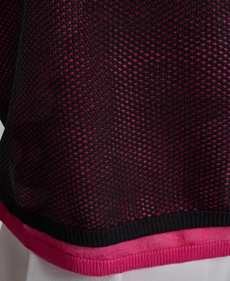 Dkny Women's Short-Sleeve Boxy 2-Layer Mesh Sweater