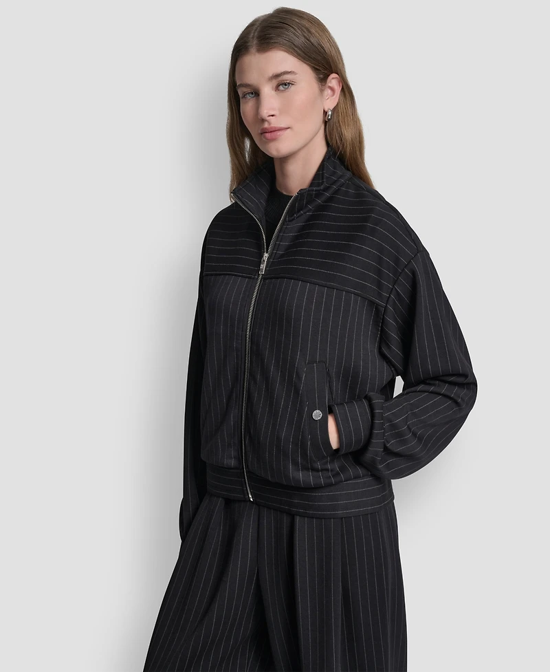 Dkny Women's Full-Zip Pinstripe Track Jacket