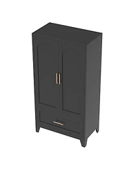 Streamdale Furniture 60" Tall Metal Wardrobe Cabinet with Drawer, Rod, Shelf, 2 Doors