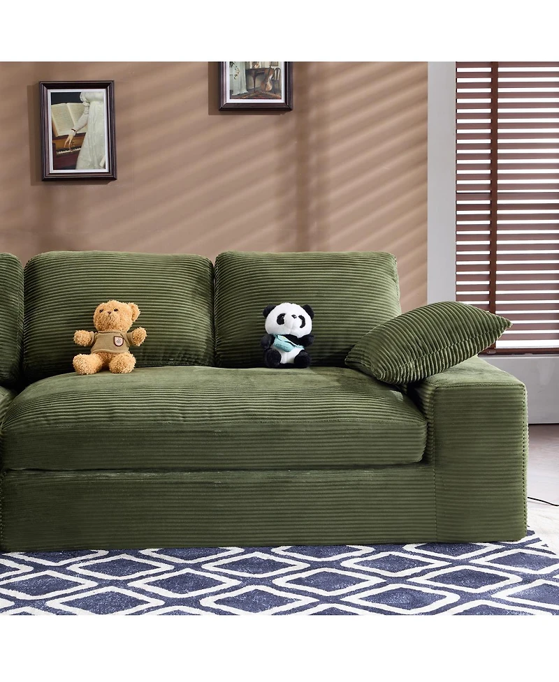 Streamdale Furniture Corduroy Compressed Sofa: Soft, Skin-Friendly, and Easy to Maintain