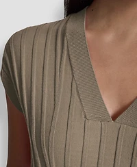 Dkny Women's Ribbed Short-Sleeve Sweater