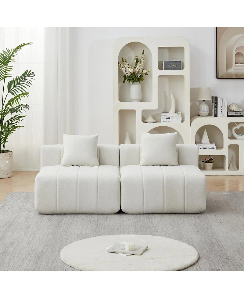 Streamdale Furniture Chenille Sectional Sofa with 2 Pillows, Symmetrical Modular for Living Room/Office