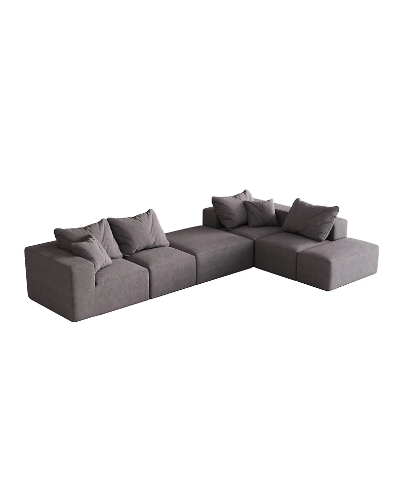 Streamdale Furniture Streamdale Modern Upholstered Sectional Boneless Couch Set, Modular 132" L Shaped Sofa Set