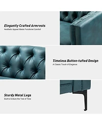 Hulala Home Wales Contemporary 84" Upholstered Button-tufted Sofa with Metal Legs