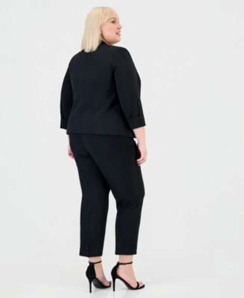Kasper Plus Size 3 4 Sleeve Blazer Straight Leg Pants