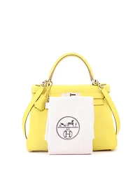 Pre-Owned HERMES Kelly 28 Handbag Yellow Evercolor with Palladium Hardware