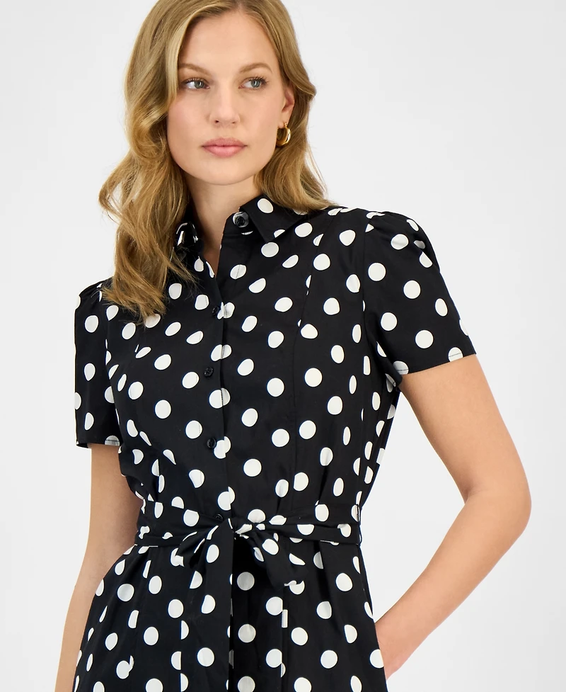 Kasper Women's Dot Print Collared Shirtdress, Regular & Petite