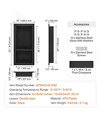 Volenca Shower Niche, Ready for Tile, 16" x 32", Double Shelf, Recessed Wall Insert, Sealed Waterproof, Square Corners, Black