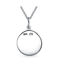 Bling Jewelry Aquarius Zodiac Round Medallion Pendant Necklace Antiqued .925 Sterling Silver