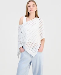 Ultra Flirt Juniors' Asymmetric Lurex Pointelle Poncho