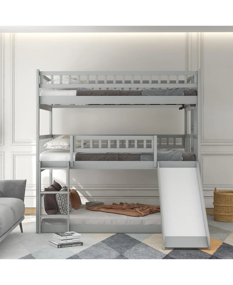 Streamdale Furniture Triple Full Bunk Bed with Ladder & Slide