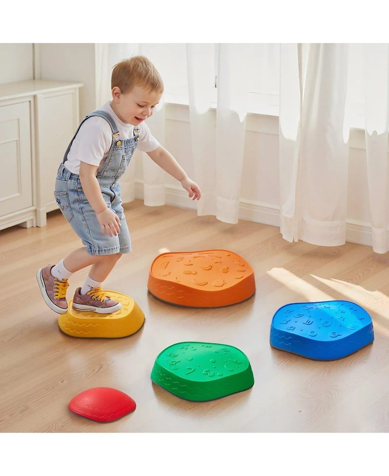 Sugift 5-pc Anti-Slip Balance Stepping Stones for Kids, 220 lb Capacity
