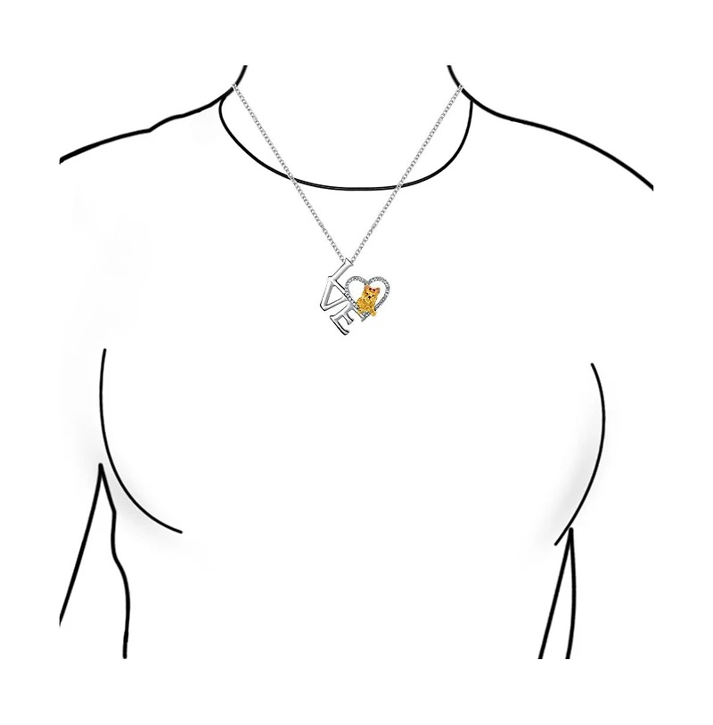Bling Jewelry Animal Lover Heart Puppy Pet Dog Yorkie Pedant Necklace Gold Silver Plated