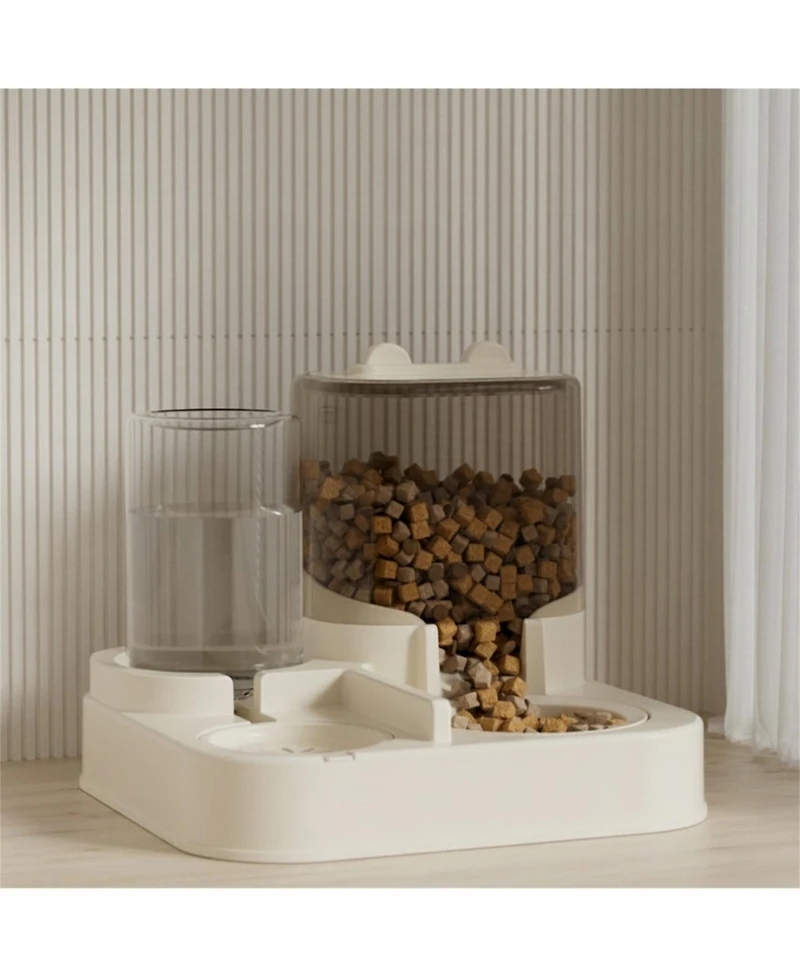 Aostirmotor Large Clear Automatic Pet Feeder & Water Dispenser, 2300ML Food & 1000ML Water, Transparent