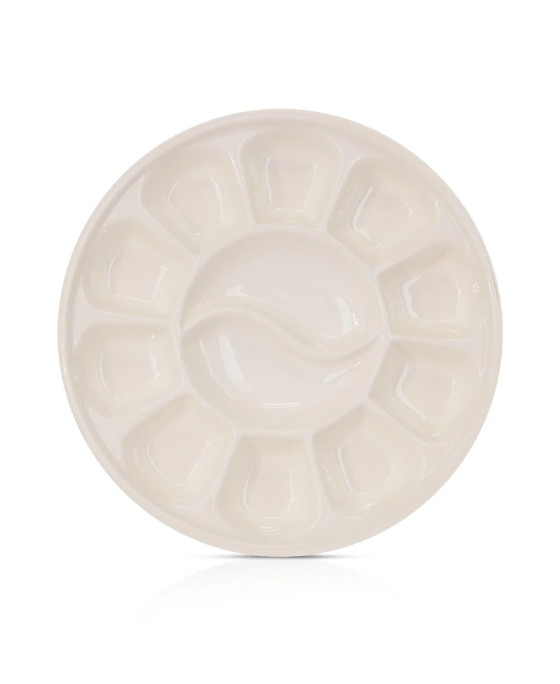 Pintar Ceramic Watercolor Paint Palette Tray - 12 Well Round Ceramic Palette | 7 Inch Paint Pallet