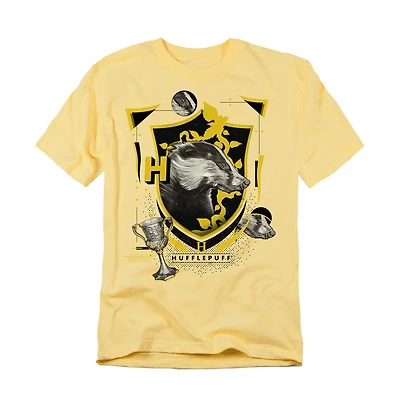 Harry Potter Men's Hufflepuff Shield Wrealistic Badger T Shirt