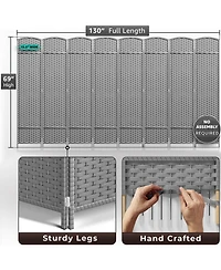 Sorbus Extra Wide Double Hinged 8 Panels Partition Room Dividers - Mesh Hand-Woven Design
