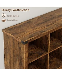 gaomon 8 Cube Storage Organizer Bookshelf, 62" Long 3-Tier Farmhouse Bookcase for Entryway or Living Room, Brown