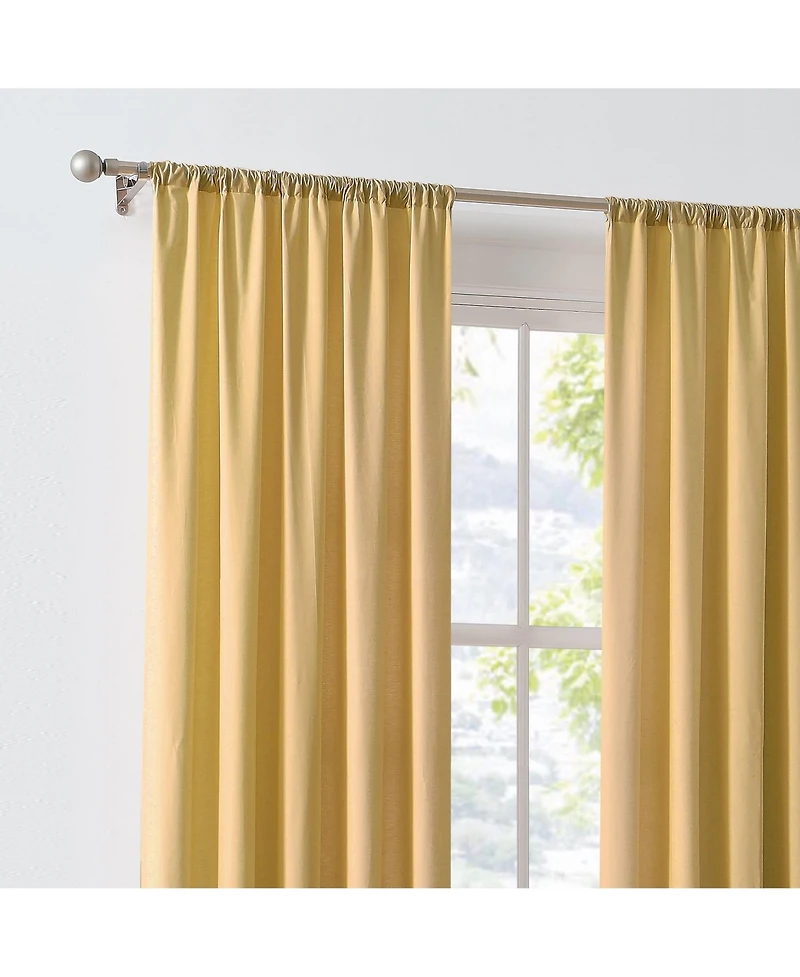 Brooklyn Loom 100% Cotton 200 Thread Count Percale Drape Pair 2 Piece Window Curtain