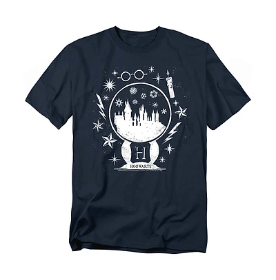 Harry Potter Men's Hogwarts Christmas Snow Globe Stamp T Shirt