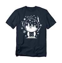 Harry Potter Men's Hogwarts Christmas Snow Globe Stamp T Shirt